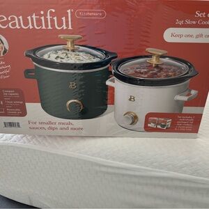 Kitchenware 2qt Slow Cooker Set - Green and White